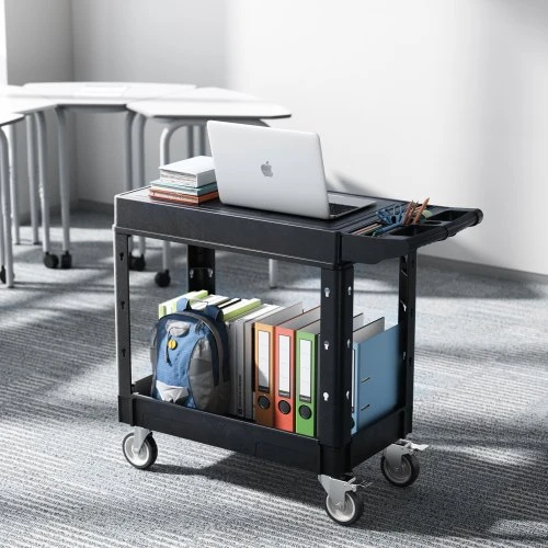 Koduva Komunalinis vežimėlis VEVOR, plastikas, juodas, 2 lentynų, 102 x 45 x 85 cm, iki 250 kg
