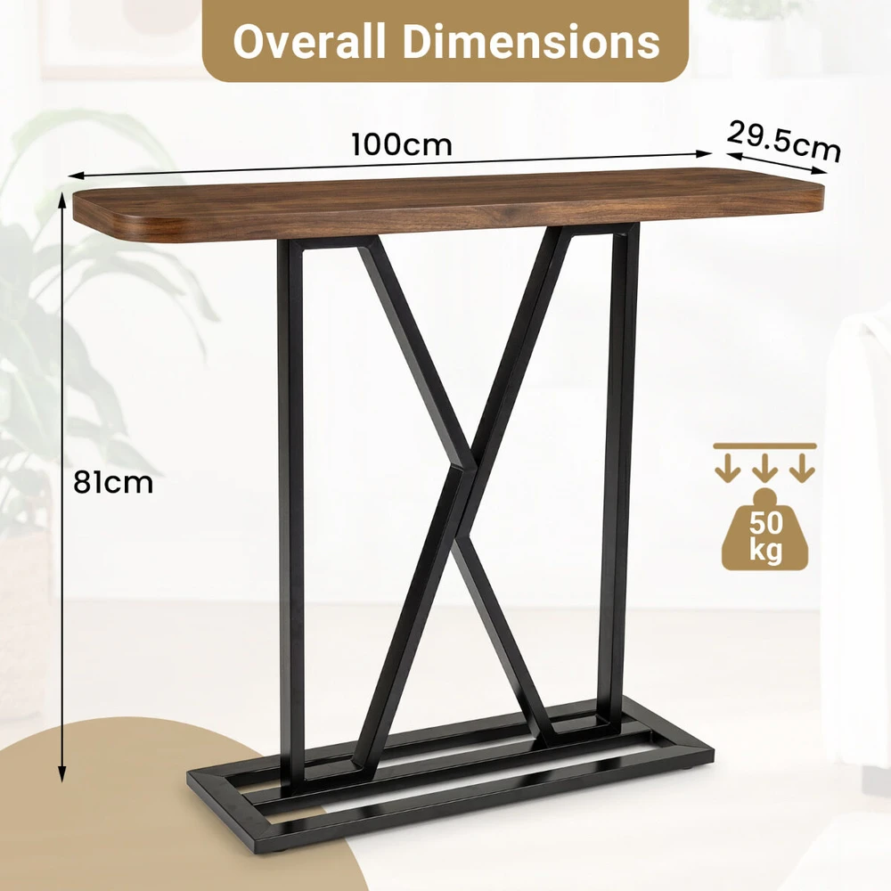 Promotion Konsolinis stalas, stačiakampis, 100 x 29,5 x 81 cm, kaimiška ruda, juoda