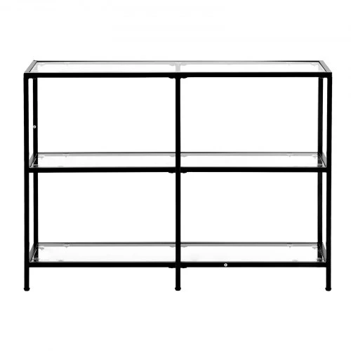 Sofa VEVOR Konsolinis stalas, 3 aukštų, grūdintas stiklas ir geležis, juodas, 100 x 30 x 73 cm