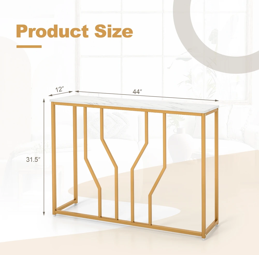 Promotion Konsolinis staliukas 110x30x80 cm baltas aukso spalvos