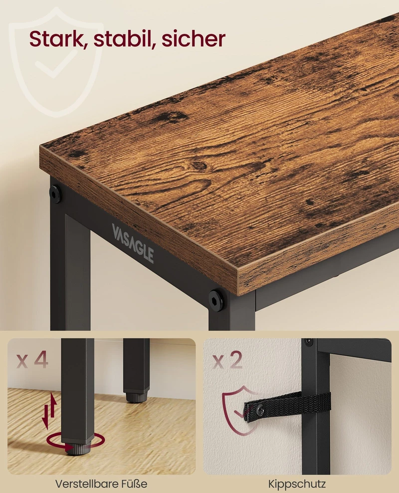 Songmics Konsolinis staliukas, 20 x 80 x 81,2 cm, plienas ir medžio drožlių plokštė, vintažinė ruda