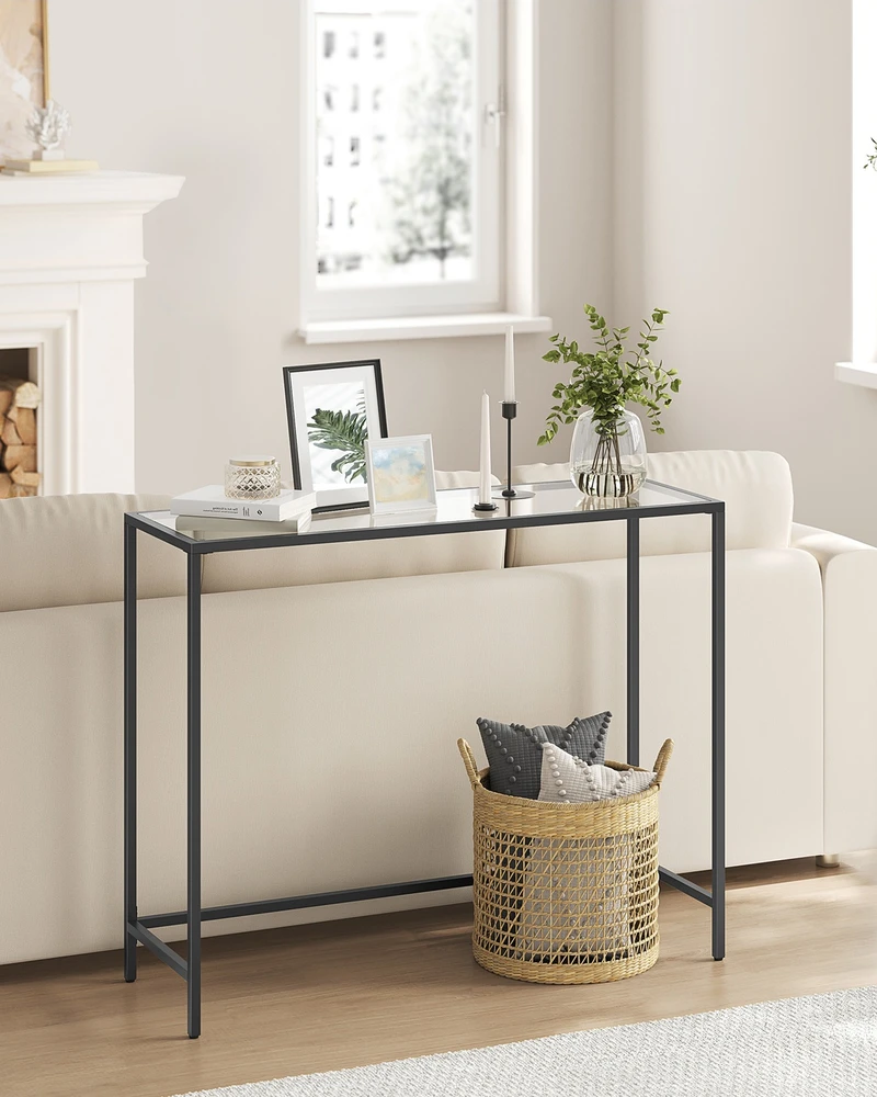 Koduva Konsolinis staliukas iš metalo ir stiklo, juodas, 100 x 35 x 80 cm