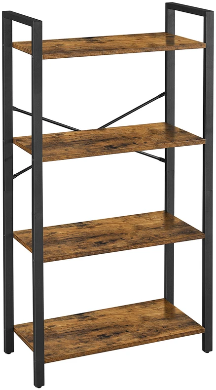 Songmics Kopėčių formos lentyna su 4 atviromis lentynomis, 66 x 30 x 120 cm, vintage ruda, juoda