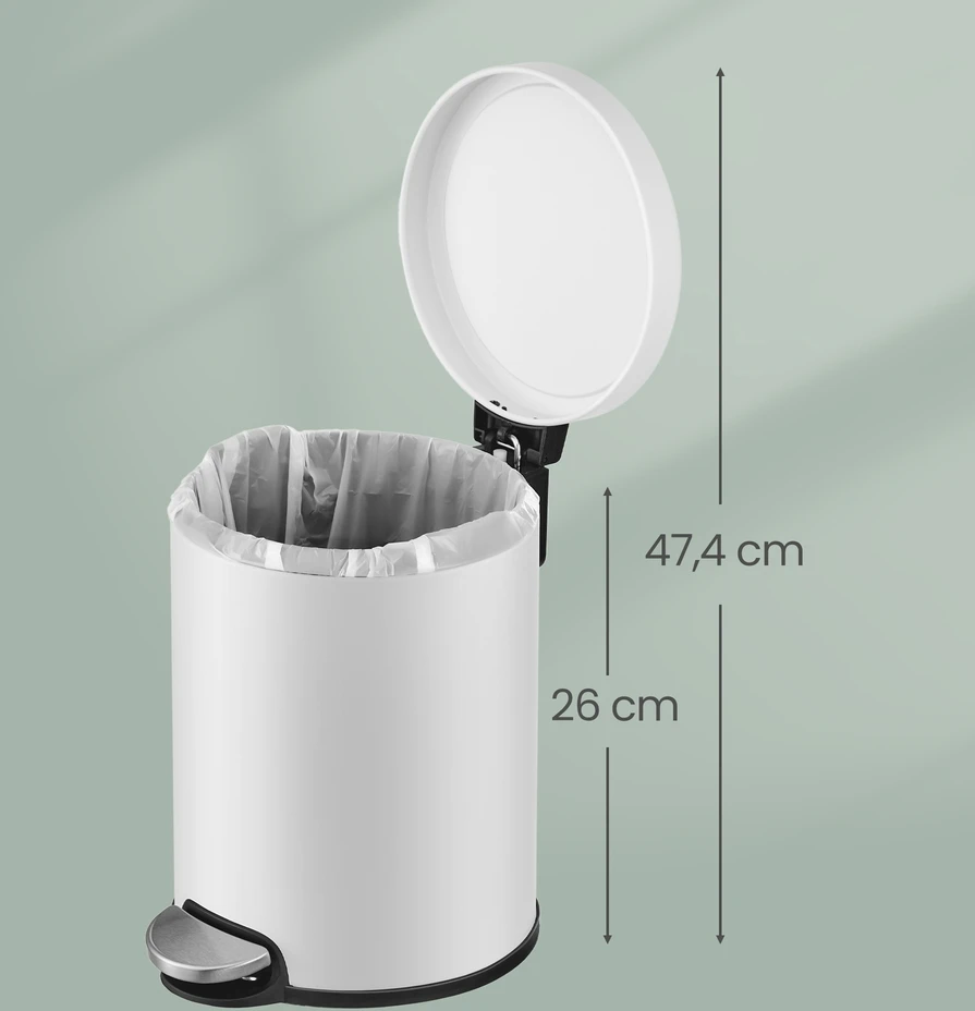 Koduva Kosmetinė pedalų šiukšliadėžė voniai, 3 l, su švelniai užsidarančiu dangčiu, balta