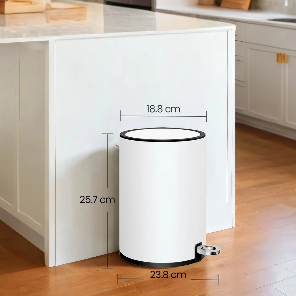 Koduva Kosmetinė šiukšliadėžė su dangčiu, 3 l, balta, iš plienu dengto plieno, su „Softclose“