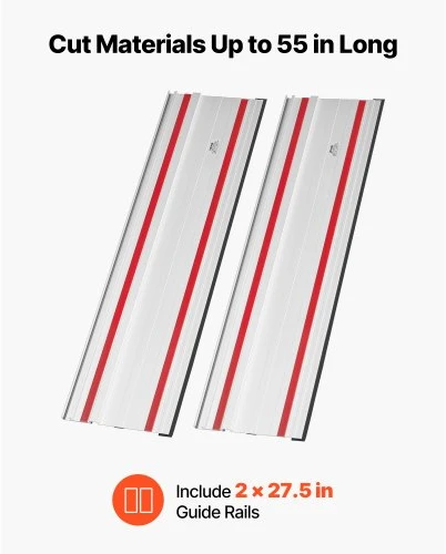 VEVOR Kreipiančioji bėgelio liniuotė diskiniam pjūklui, 1397 mm pjovimo diapazonas, aliuminis, 2 vnt. bėgelių + 1 jungtis