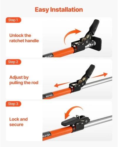 VEVOR Krovinio fiksavimo strypas CB2501SNB, plienas ir plastikas, oranžinis, reguliuojamas 102-185 cm