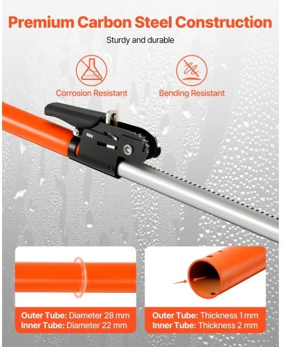 VEVOR Krovinio fiksavimo strypas CB2501SNB, plienas ir plastikas, oranžinis, reguliuojamas 102-185 cm