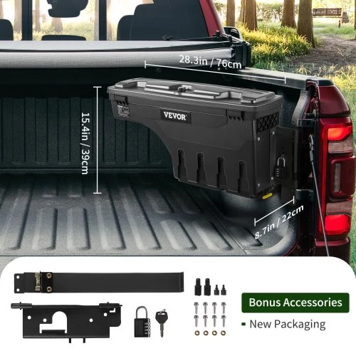 Koduva Krovinių skyriaus daiktadėžė VEVOR Dodge Ram 1500 2019-2021, kairė ir dešinė pusė, juoda, 25 l