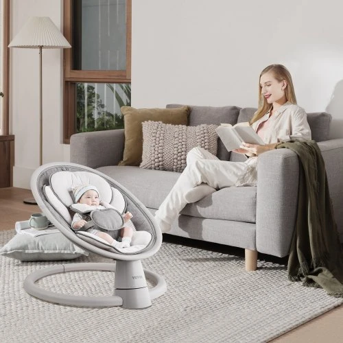 VEVOR Kūdikių sūpynės BB702A, 5 greičių, su nuotoliniu valdymu, Bluetooth, iki 9kg