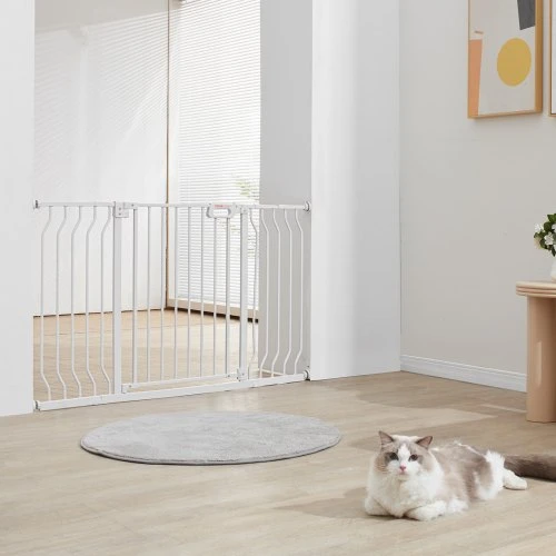 VEVOR Kūdikių varteliai W3350, 75-129 cm, aukštis 76 cm, balti