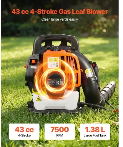 Koduva Kuprinė lapų pūstuvė VEVOR BL-4301, 43 cc, 2 taktų, 1,38 l, 815 m³/h, 241 km/h
