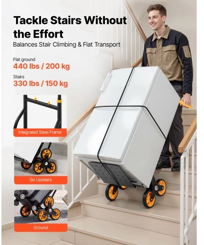 VEVOR Laiptų laipiojimo vežimėlis JL-LLC-C, sulankstomas, 150 kg, 6 ratai