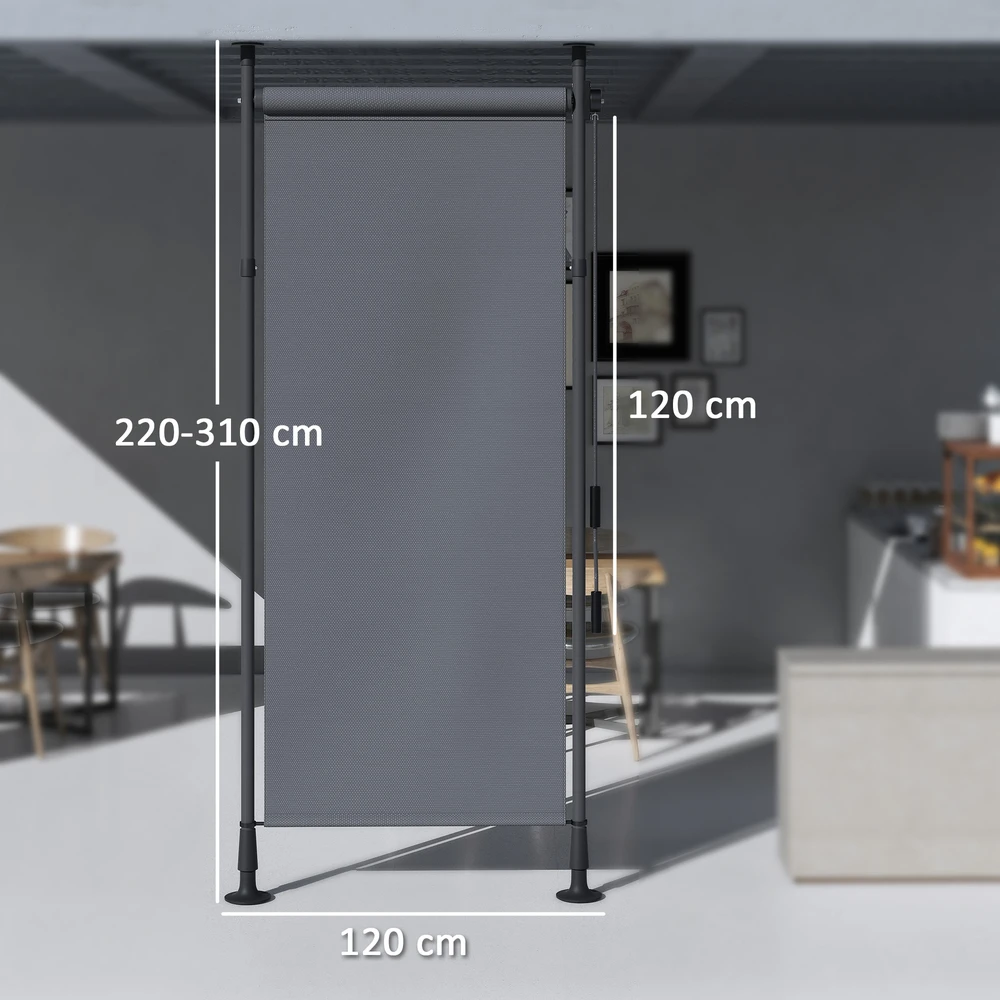 Aosom Laisvai pastatoma markizė, reguliuojamas aukštis, be gręžimo, aliuminio rėmas, 120 x 220–310 cm, tamsiai pilka
