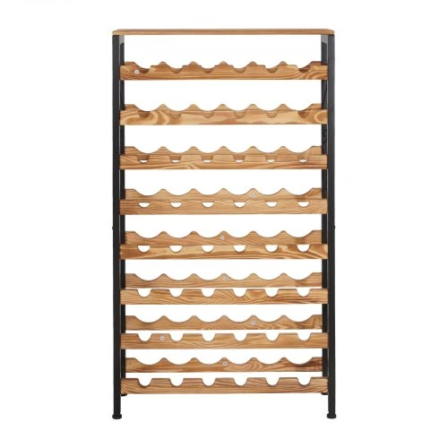 VEVOR Laisvai pastatoma vyno lentyna, 48 buteliams, 8 aukštų, geležis ir pušies mediena, 66 x 24 x 119 cm