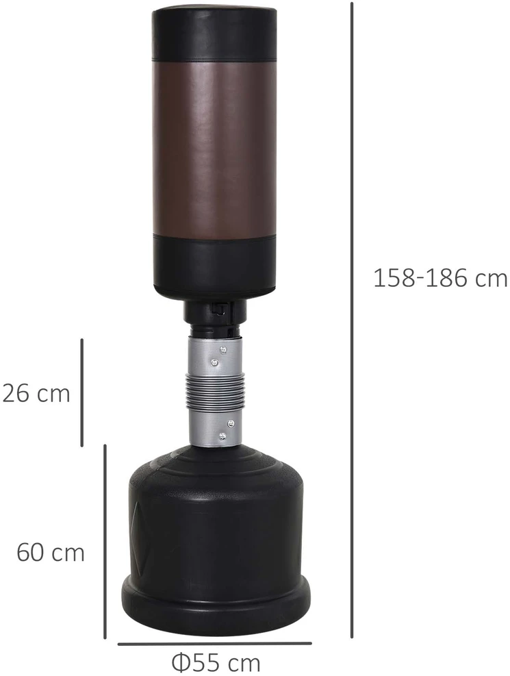 Aosom Laisvai pastatomas bokso maišas, juodas / rudas, 158-186 cm