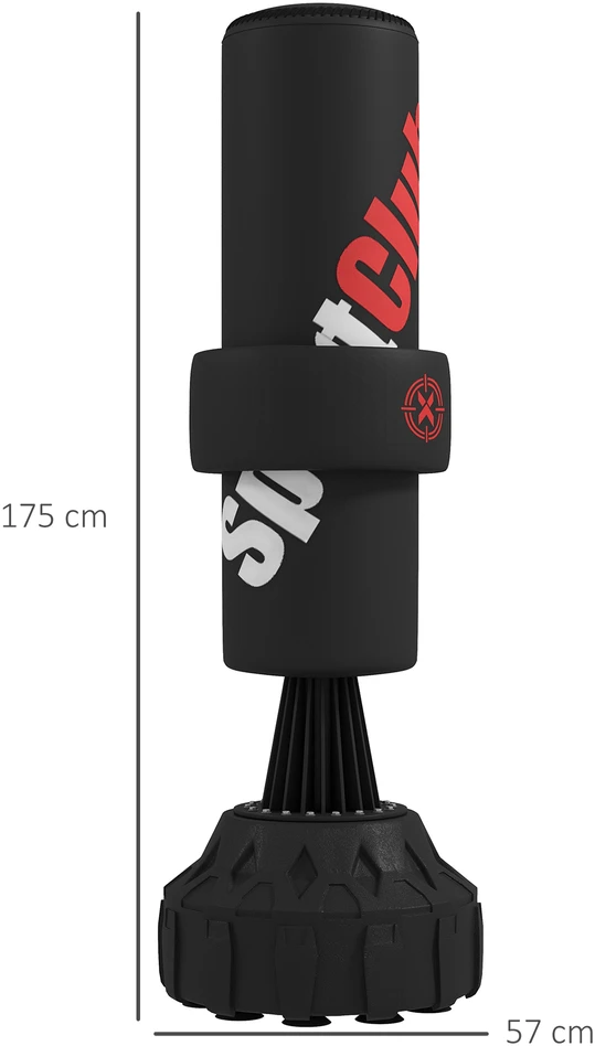 Aosom Laisvai pastatomas bokso maišas, reguliuojamas smūgio padas, užpildomas pagrindas iki 50 kg, 57 x 57 x 175 cm, juodas
