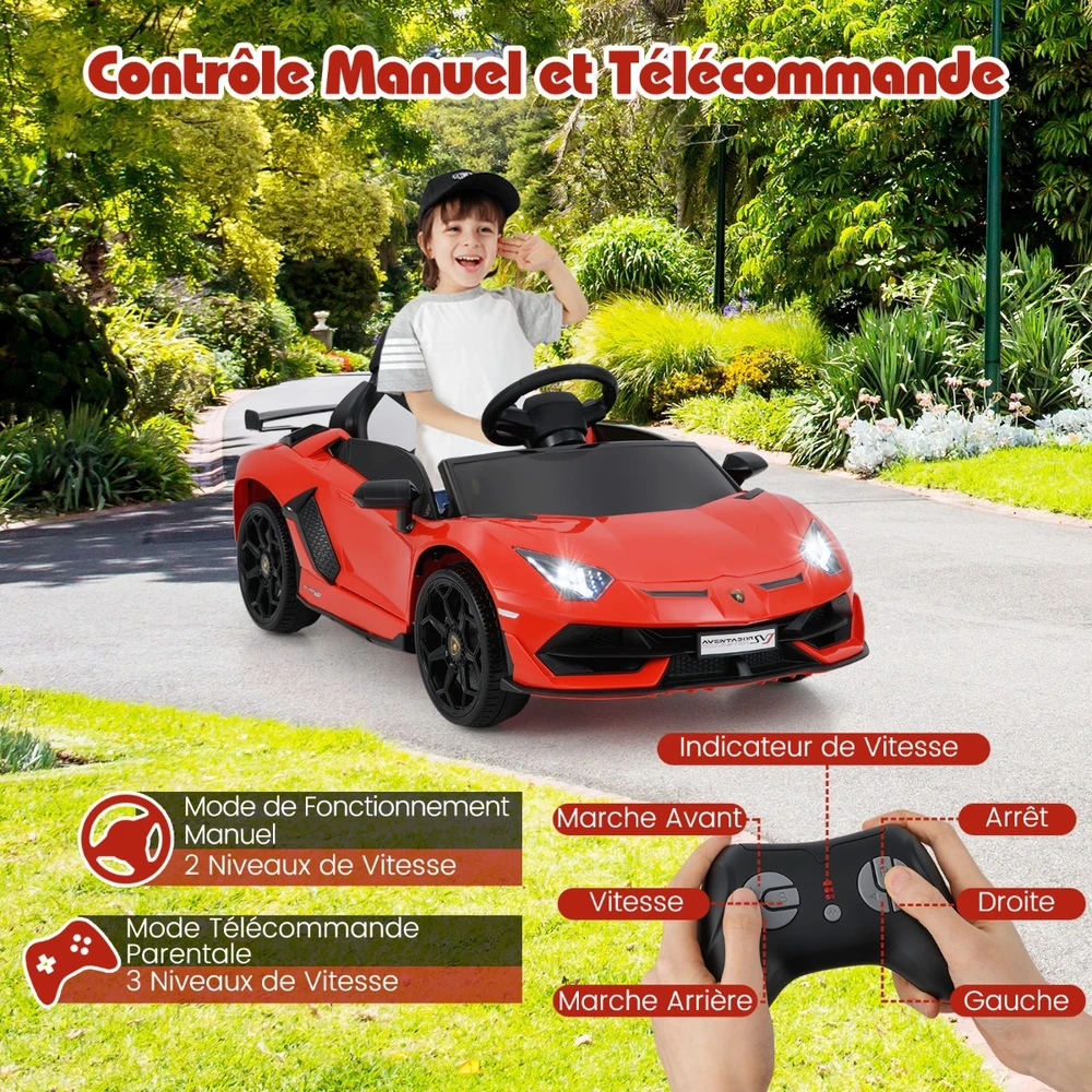 Promotion Lamborghini 12V elektrinis žaislinis automobilis vaikams raudonas spalvos