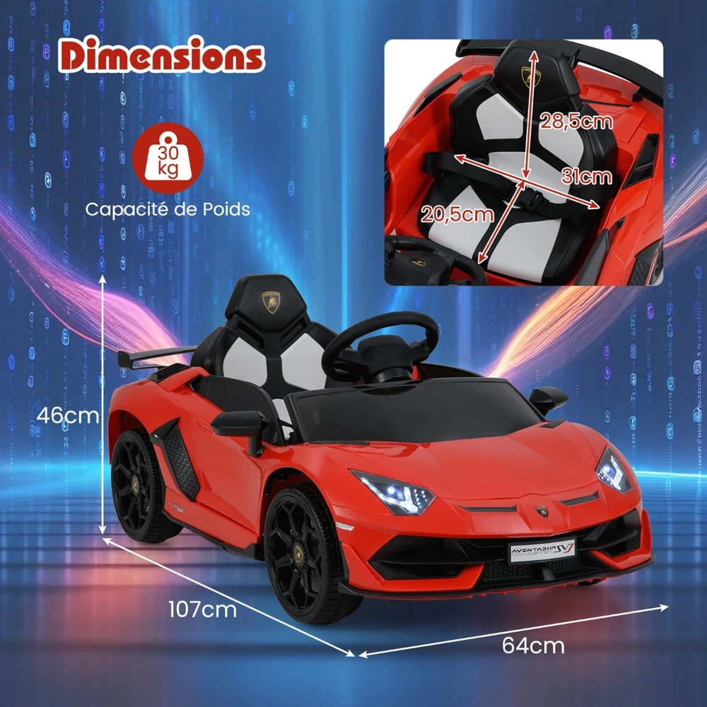 Promotion Lamborghini 12V elektrinis žaislinis automobilis vaikams raudonas spalvos