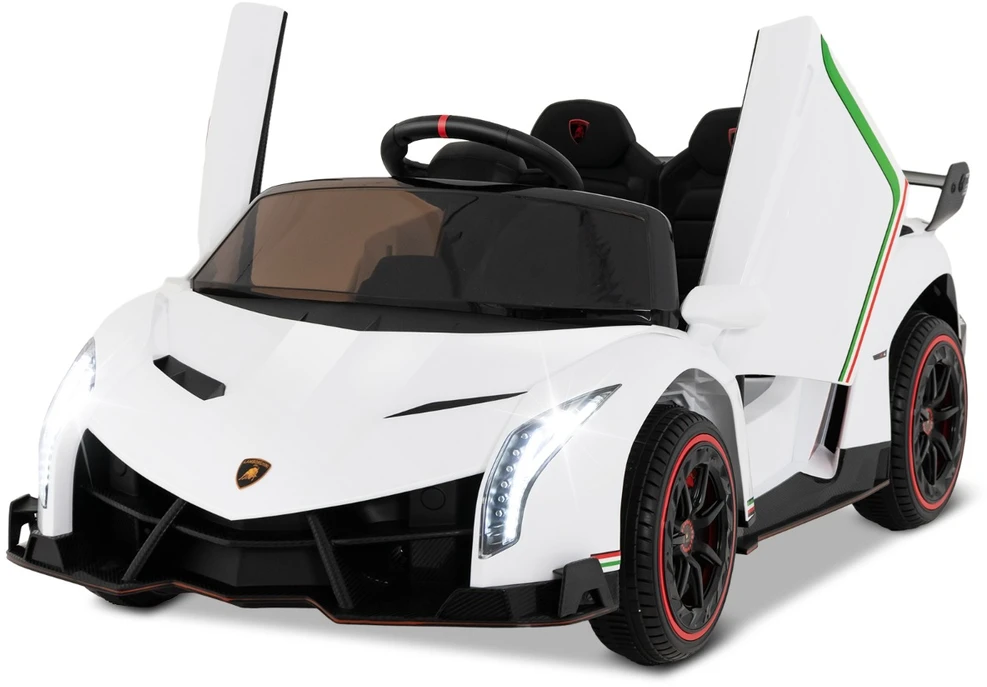 Promotion Lamborghini vaikų elektrinis automobilis su pulteliu baltas
