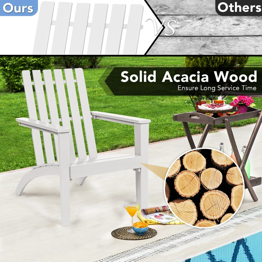Koduva Lauko Acacia Medžio Adirondack Poilsio Kėdė Balta