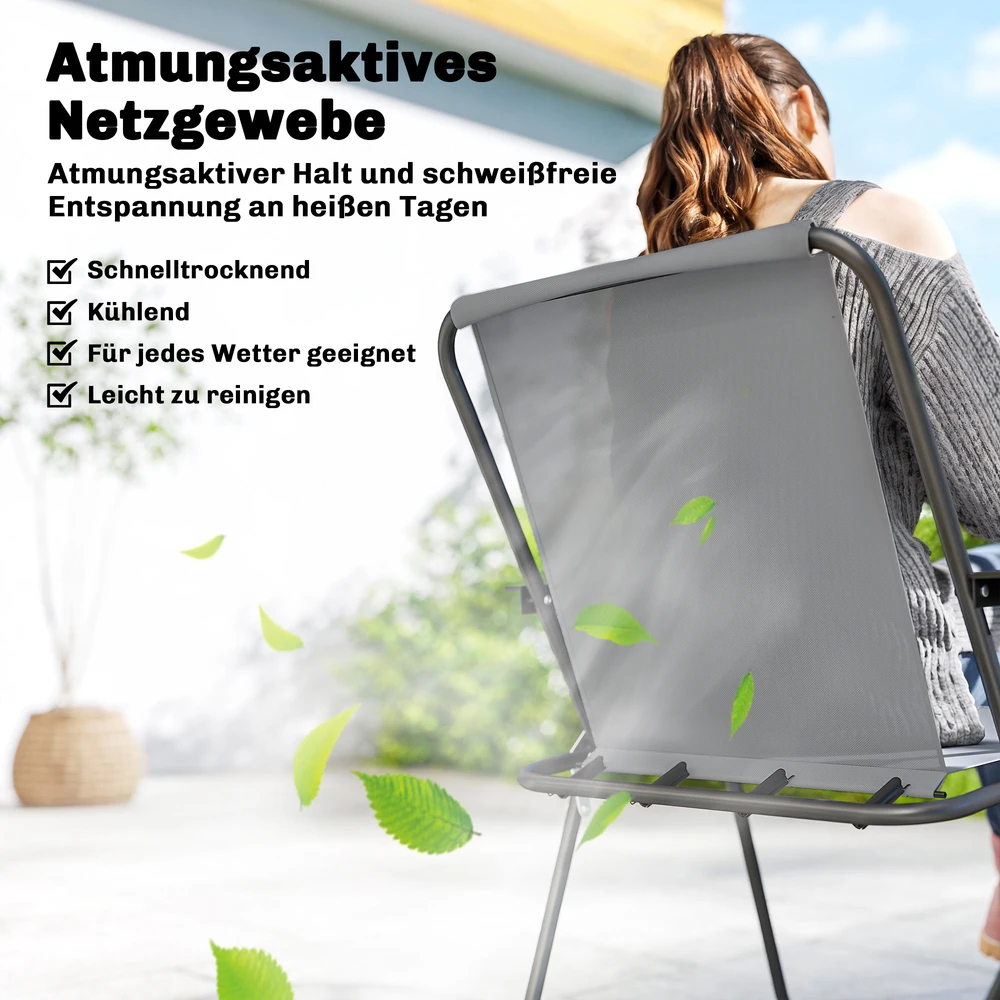 Aosom Lauko baldų komplektas, 8 dalių, 6 vietos, pilkas