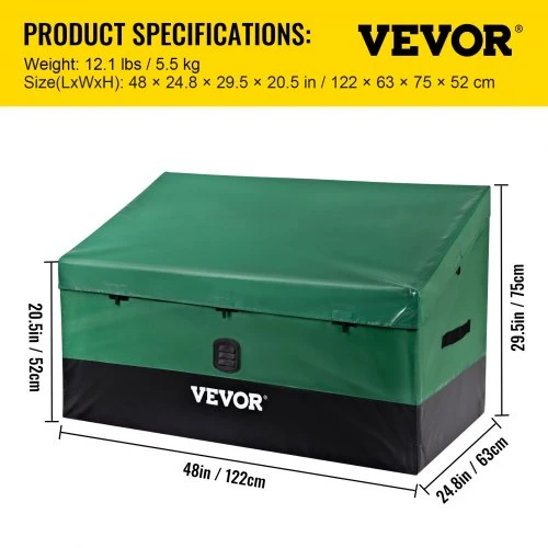 VEVOR Lauko daiktadėžė VV-OSB-100, PE tentas, ruda / mėlyna, 379 l, 122 x 63 x 75 cm