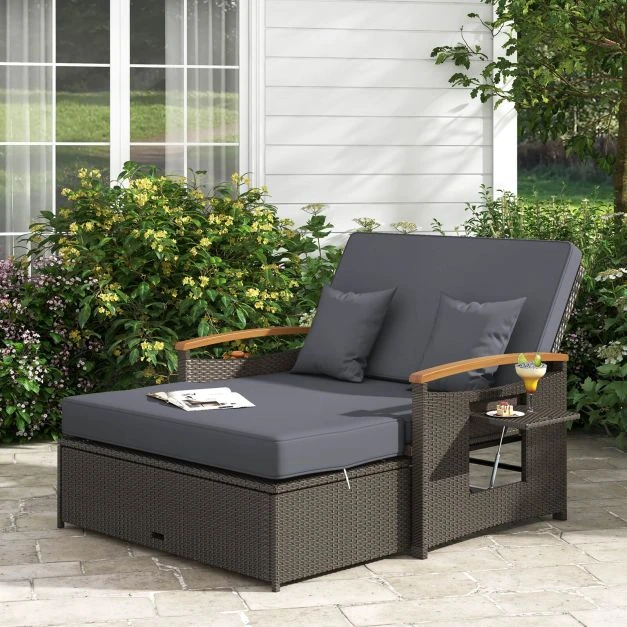 Promotion Lauko daybed komplektas su saugojimo ottomanu, pilkas
