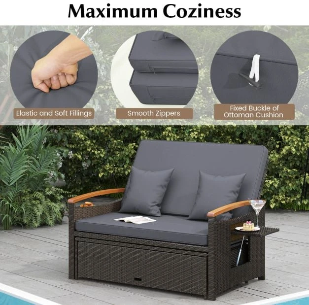 Promotion Lauko daybed komplektas su saugojimo ottomanu, pilkas