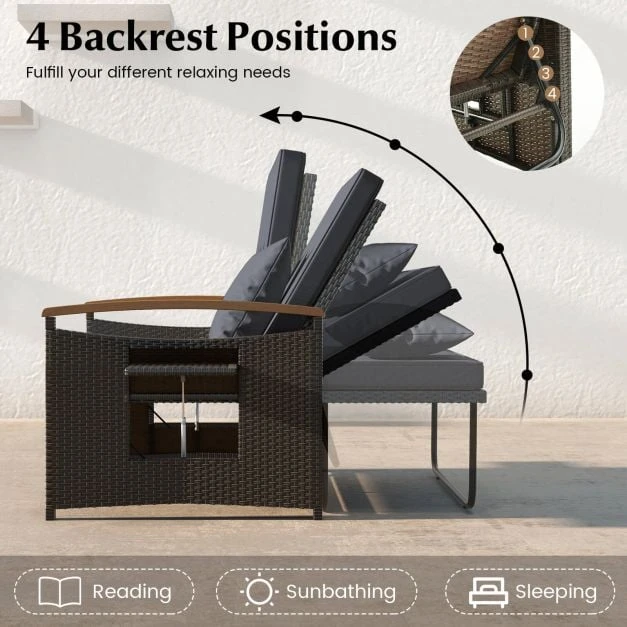 Promotion Lauko daybed komplektas su saugojimo ottomanu, pilkas