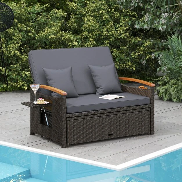 Promotion Lauko daybed komplektas su saugojimo ottomanu, pilkas