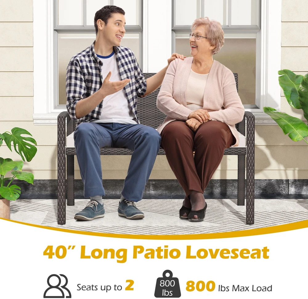 Promotion Lauko kėdė su minkšta sėdimos dalies pagalve, PE rotangas, balta