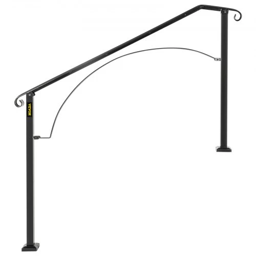 VEVOR Lauko laiptų turėklas Arch#3, 3–4 pakopoms, kaltinė geležis, juodas, 111 cm