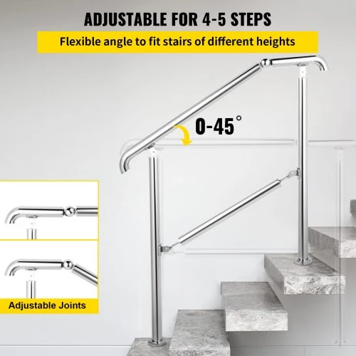 Koduva Lauko laiptų turėklas VEVOR BXG-5STEP, 304 nerūdijantis plienas, sidabro spalvos, 161 x 86 cm
