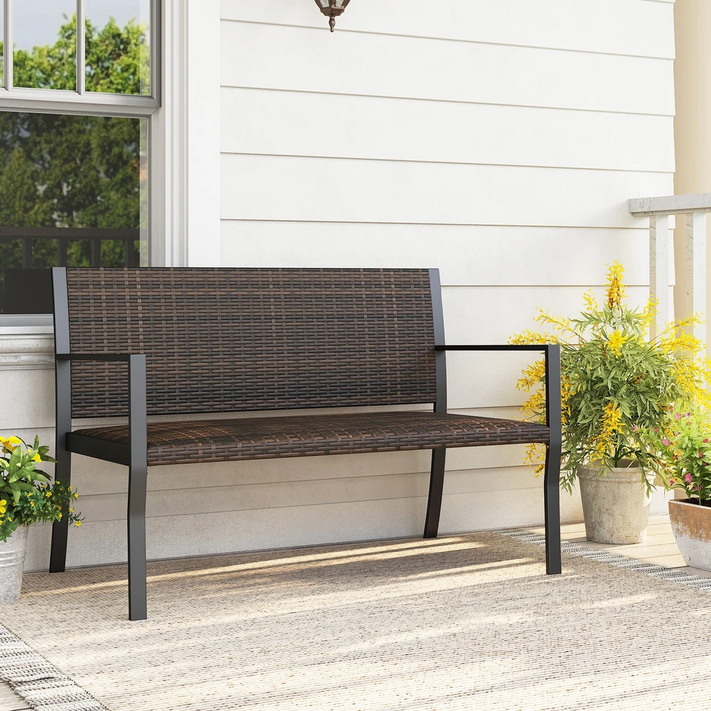 Promotion Lauko loveseat sofa, rudos spalvos, PE rotangas
