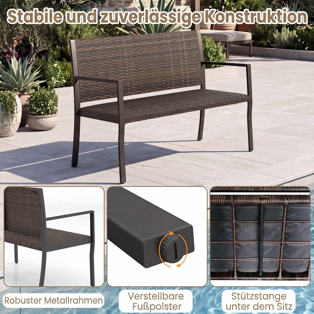 Promotion Lauko loveseat sofa, rudos spalvos, PE rotangas