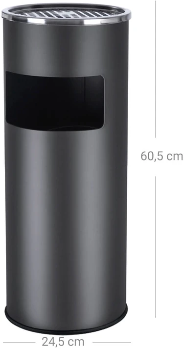 Koduva Lauko pastatoma peleninė su šiukšliadėže, 30 l, juoda, 24,5 x 60,5 cm, su vidiniu kibiru
