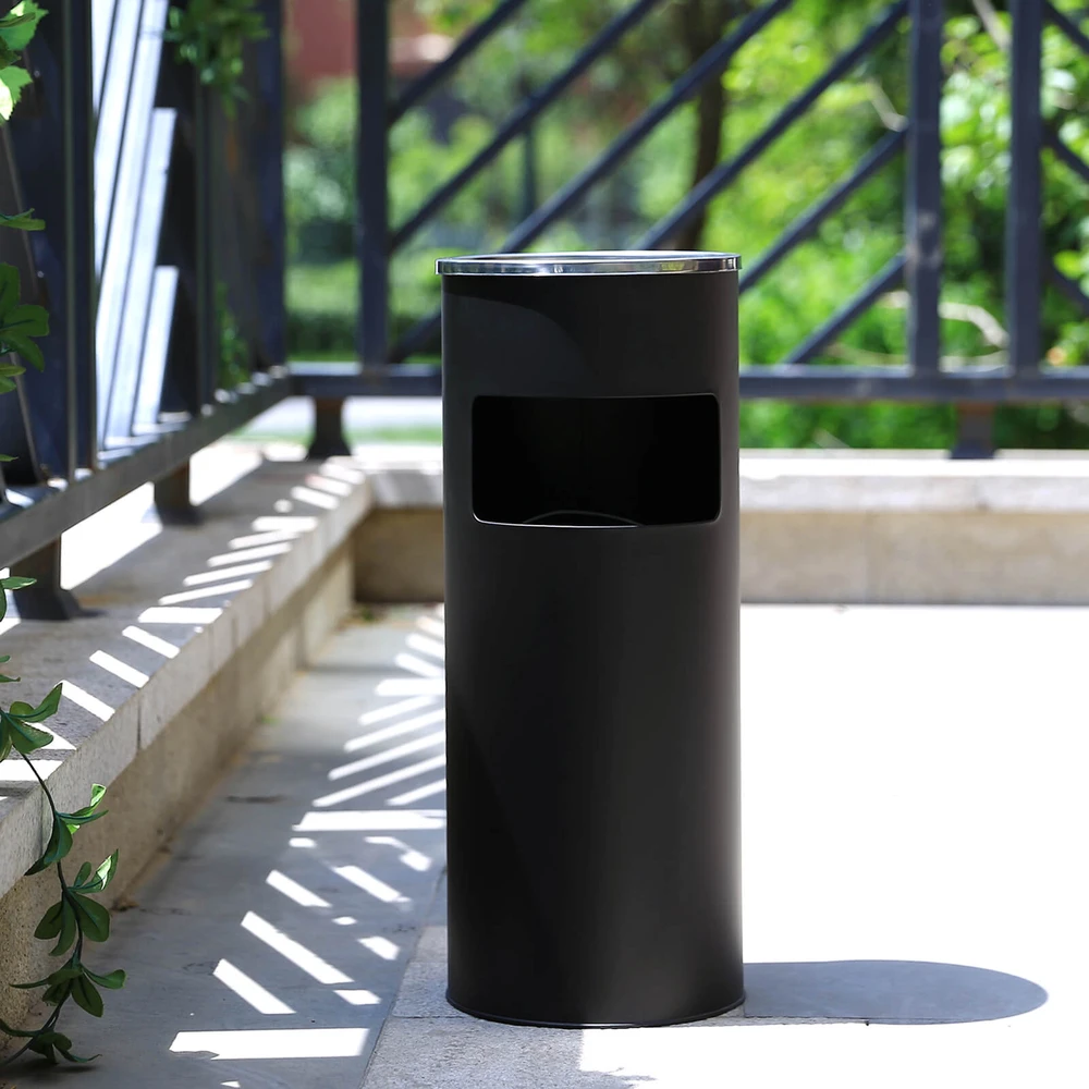 Koduva Lauko pastatoma peleninė su šiukšliadėže, 30 l, juoda, 24,5 x 60,5 cm, su vidiniu kibiru