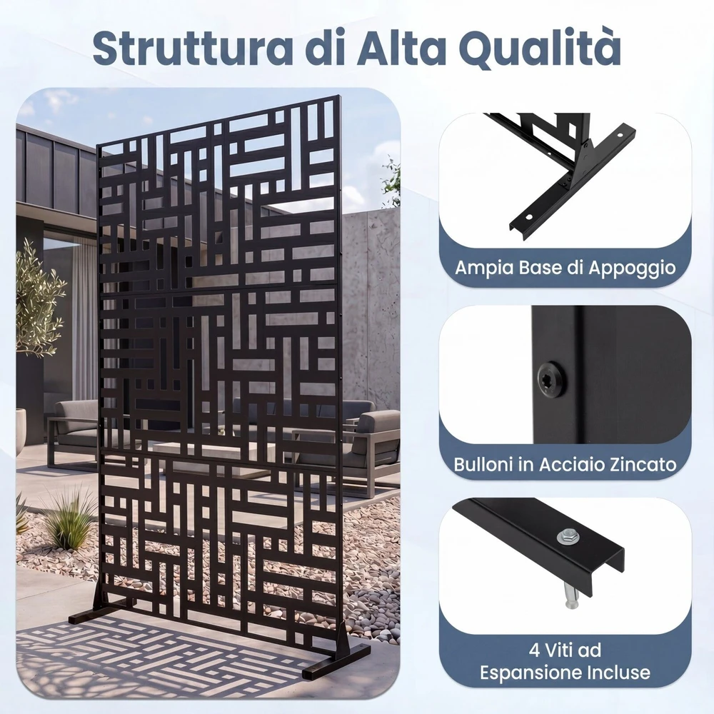 Promotion Lauko privatumo sienelė, cinkuotas plienas, juoda, 120 x 40 x 183 cm