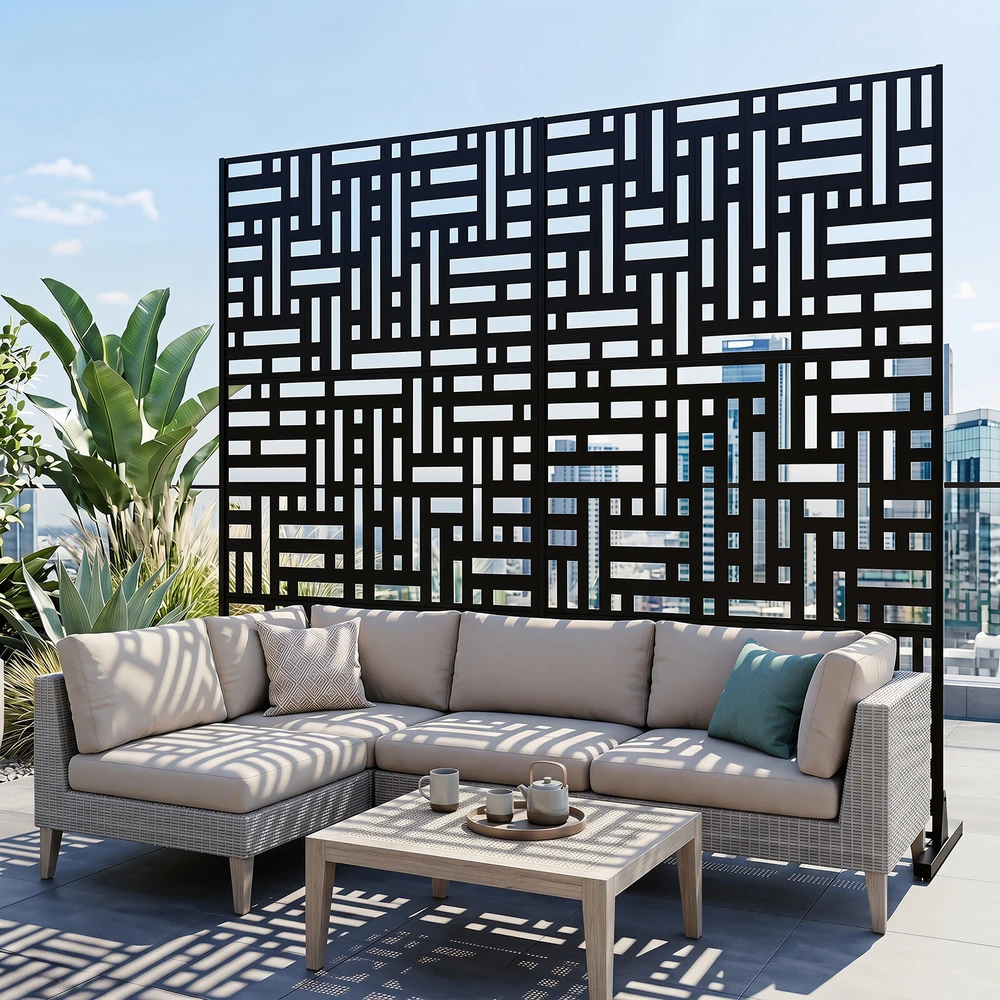 Promotion Lauko privatumo sienelė, cinkuotas plienas, juoda, 120 x 40 x 183 cm