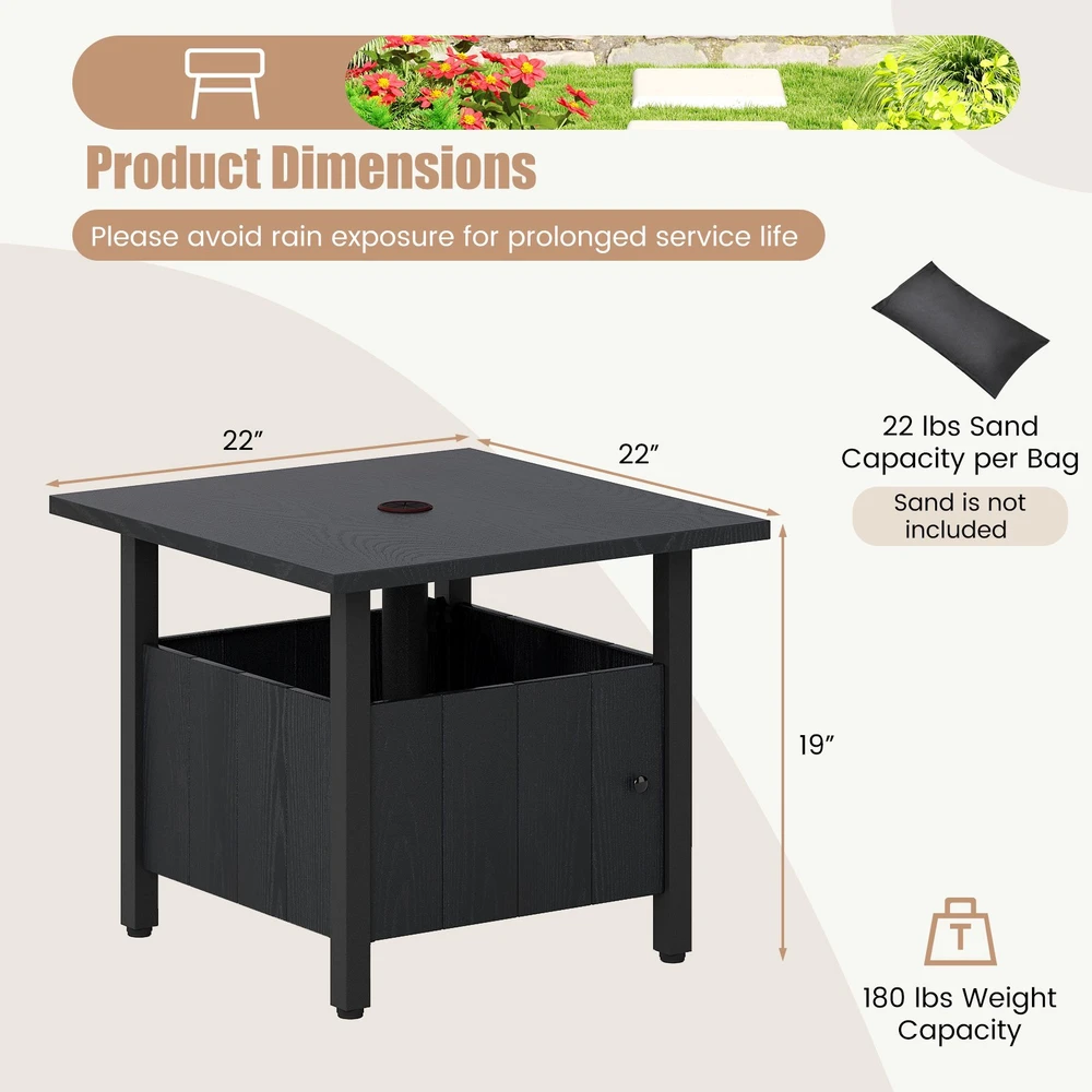 Promotion Lauko šoninis staliukas su 4,8 cm skėtuko anga ir 2 smėlio maišais