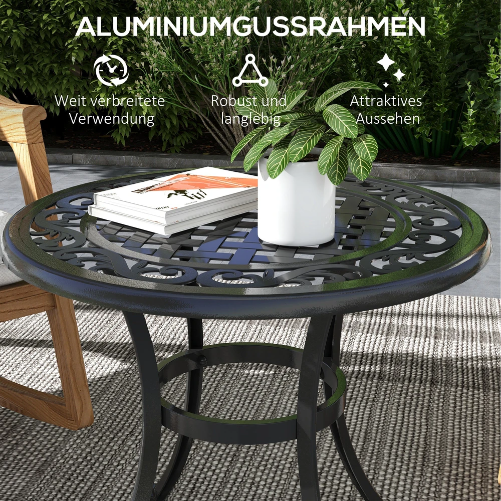 Aosom Lauko šoninis staliukas, vintažinis dizainas, 60 x 60 x 53 cm, juodas