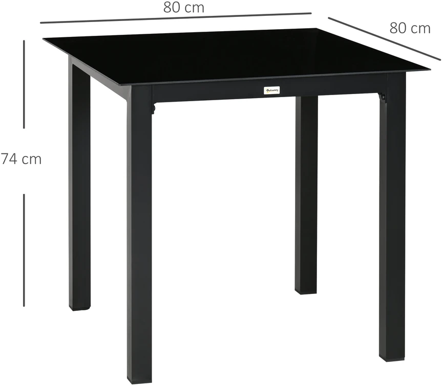 Aosom Lauko stalas, 80 x 80 x 74 cm, juodas