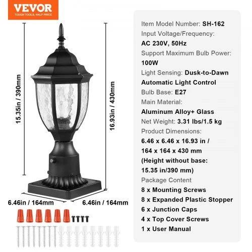 VEVOR Lauko stulpinių šviestuvų rinkinys SH-162, 2 vnt., 39 cm