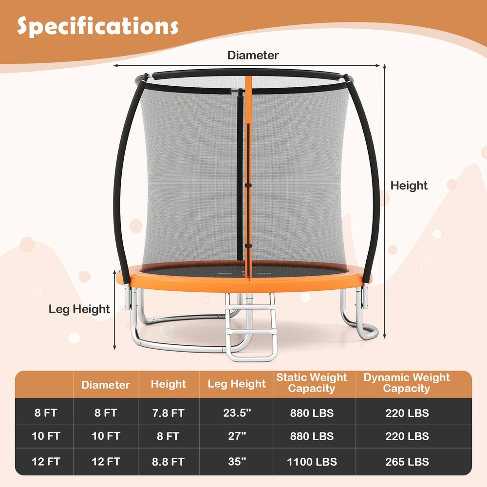 Promotion Lauko sunkiojo trampolinas su apsauginiu tinklu - oranžinė