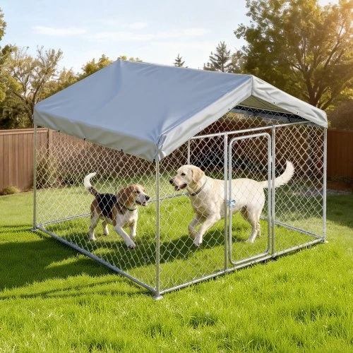 VEVOR Lauko šunų voljeras, 2 x 2 x 1,6 m, sidabriškai pilkas