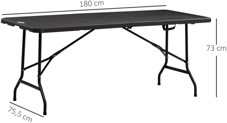 Aosom Lauko valgomojo stalas, sulankstomas, medžio išvaizdos, tamsiai pilkas, 180 x 75,5 x 73 cm