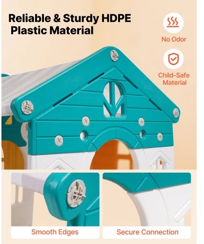 Koduva Lauko žaidimų namelis vaikams VEVOR LY-2889G su čiuožykla, HDPE plastikas, 187 x 151 x 111 cm