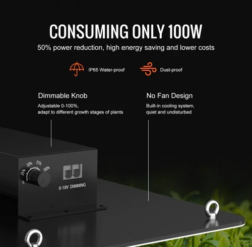 VEVOR LED augalų lempa 200W PGL-G1, pilno spektro, reguliuojama, aliuminis, 30 x 60 x 12 cm