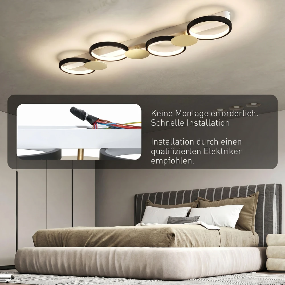 Aosom LED lubinis šviestuvas, 38 W, 1500 lm, 3000K-6500K, juodas auksinis, 100 cm